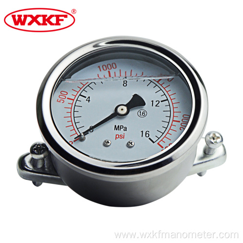 U support Shockproof pressure gauges with back connection